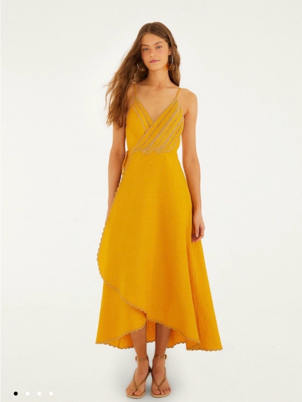 Farm Rio Yellow Bananas Euroflax™ Premium Linen Maxi Wrap Dress - Picture 1 of 6